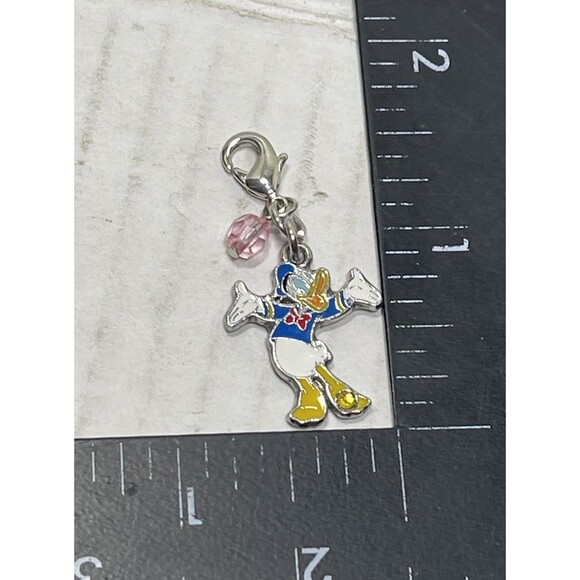 Vintage Disney Donald Duck Charm Clip On For Bracelet Zipper Pull Purse Crystals - Picture 3 of 3